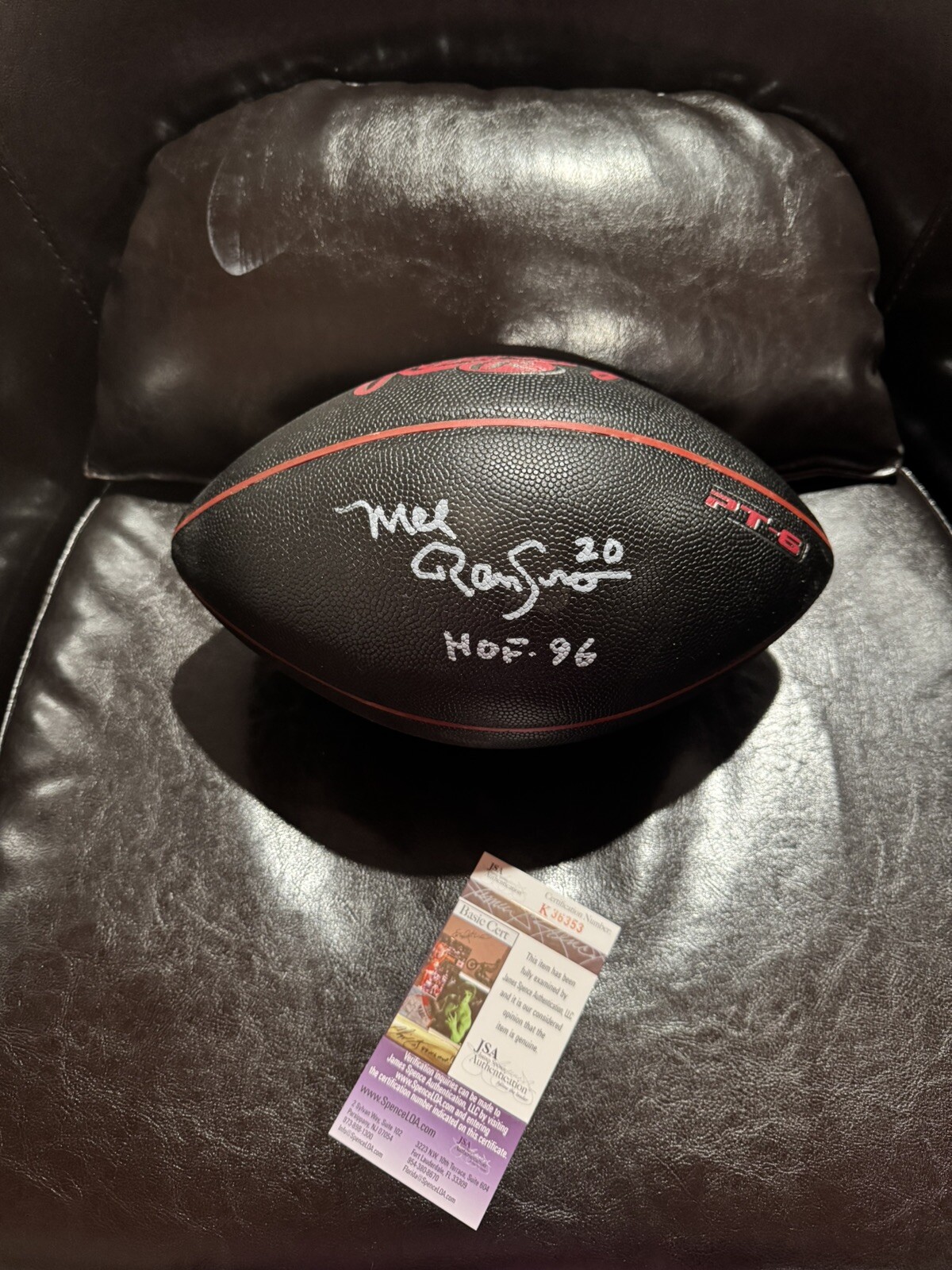 Mel Renfro Signed Full Size Football With HoF Inscription JSA, Dallas Cowboys