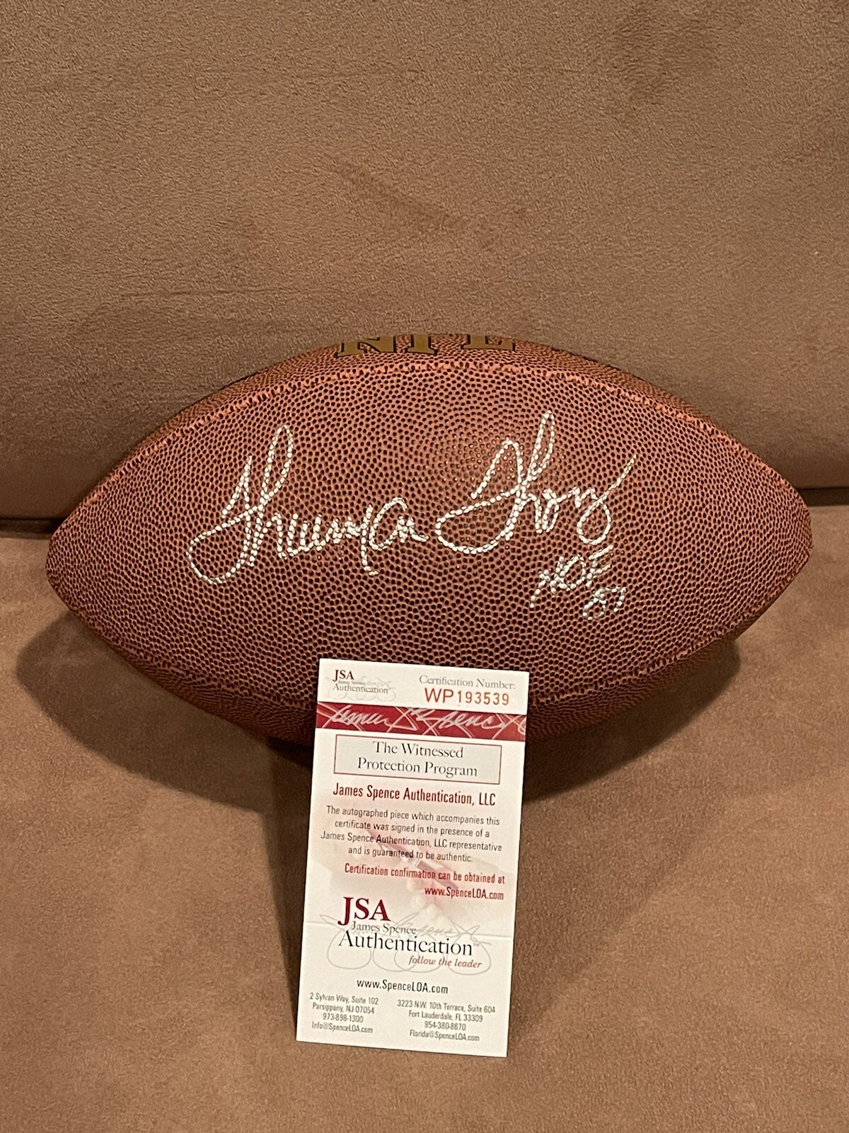 Thurman Thomas Signed Full Size Football JSA Witness Buffalo Bills HoF 07