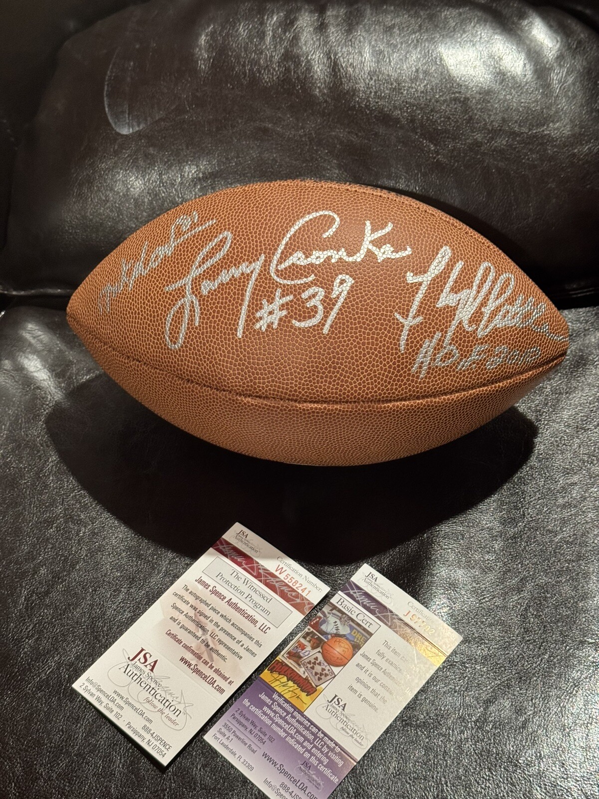 ART MONK FLOYD LITTLE LARRY CSONKA SIGNED AUTOGRAPHED FOOTBALL JSA SYRACUSE COLLECTIBLE MEMORABILIA