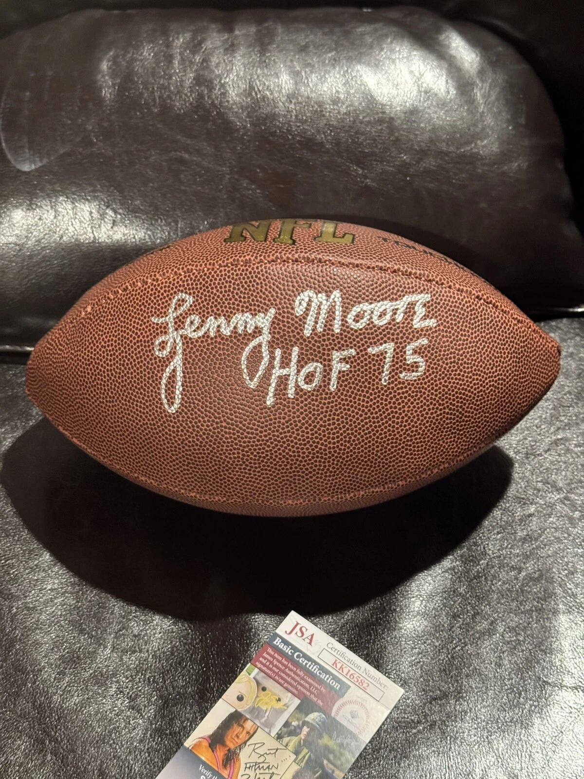 Lenny Moore Signed Full Size Football JSA, Baltimore Colts