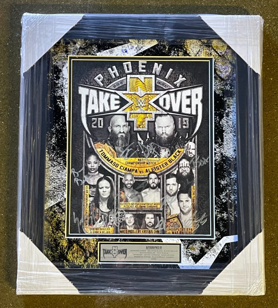 2019 WWE NXT Take Over Phoenix Multi Signed Framed Event Card 11x14 Photo JSA