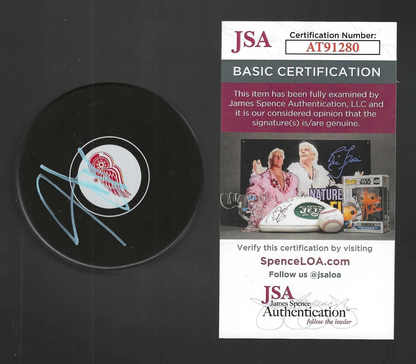 Adam Graves Signed Detroit Red Wings Puck JSA COA