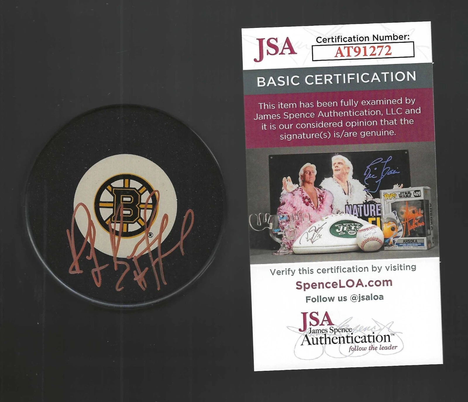 Ray Bourque Signed Boston Bruins Puck Signed In Gold JSA COA
