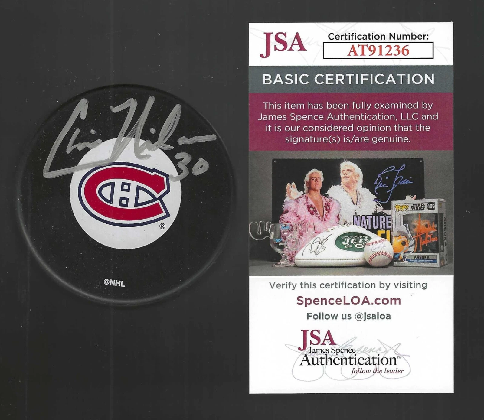 Chris Nilan Signed Montreal Canadiens Puck JSA COA