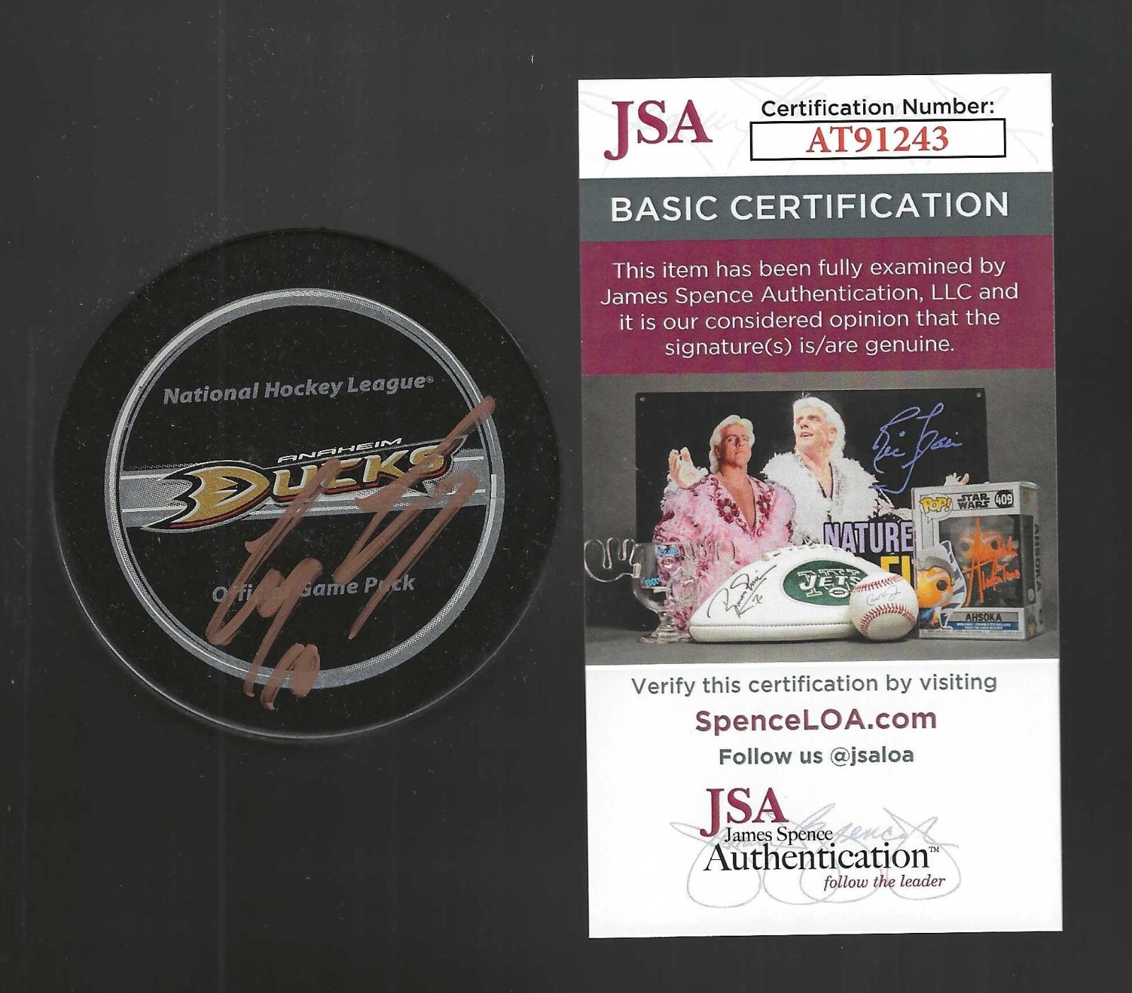 Corey Perry Signed Anaheim Ducks Official Game Puck JSA COA