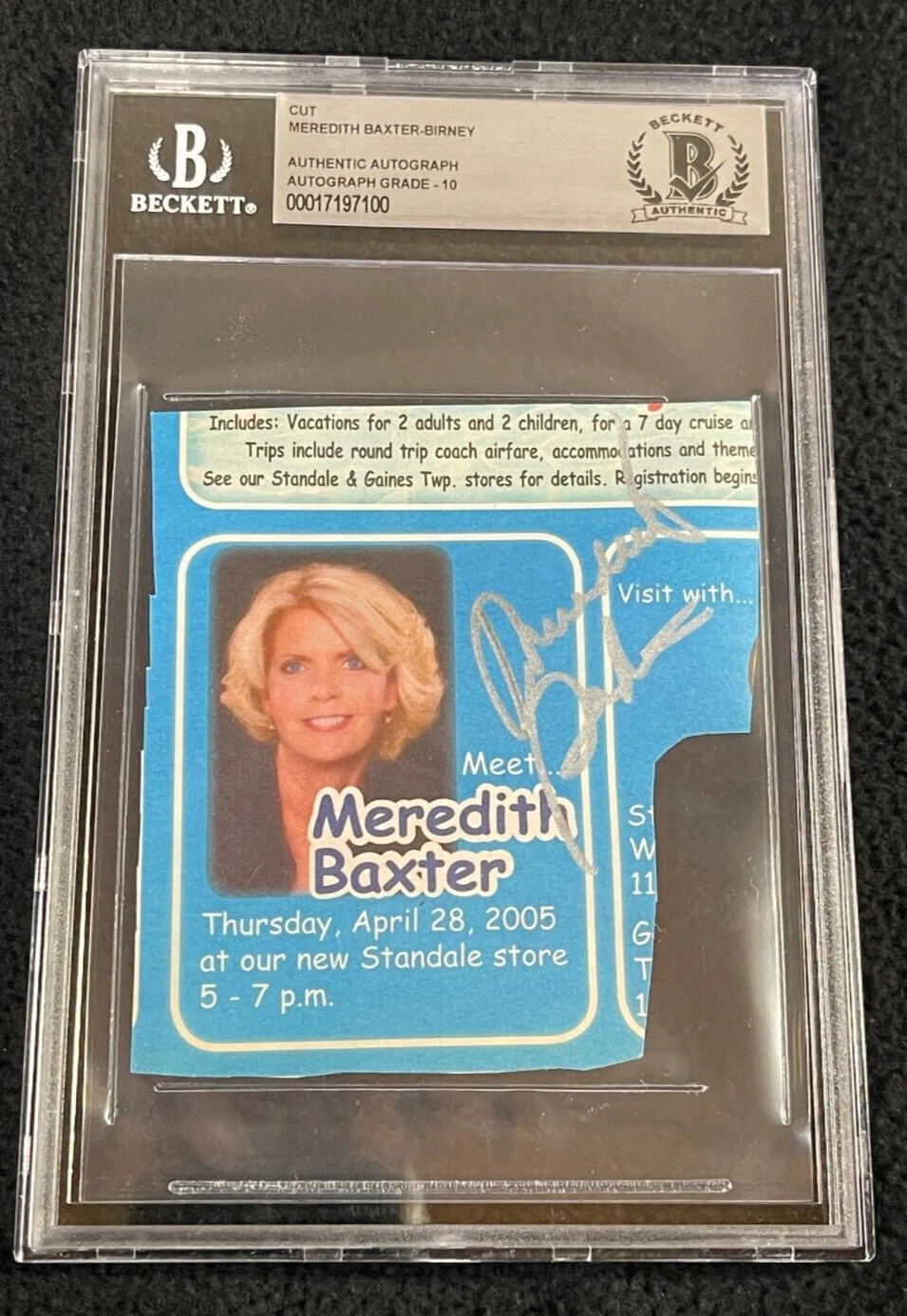 Meridith Baxter Signed Cut Autgraph Family Ties Beckett Certified Auto Grade 10