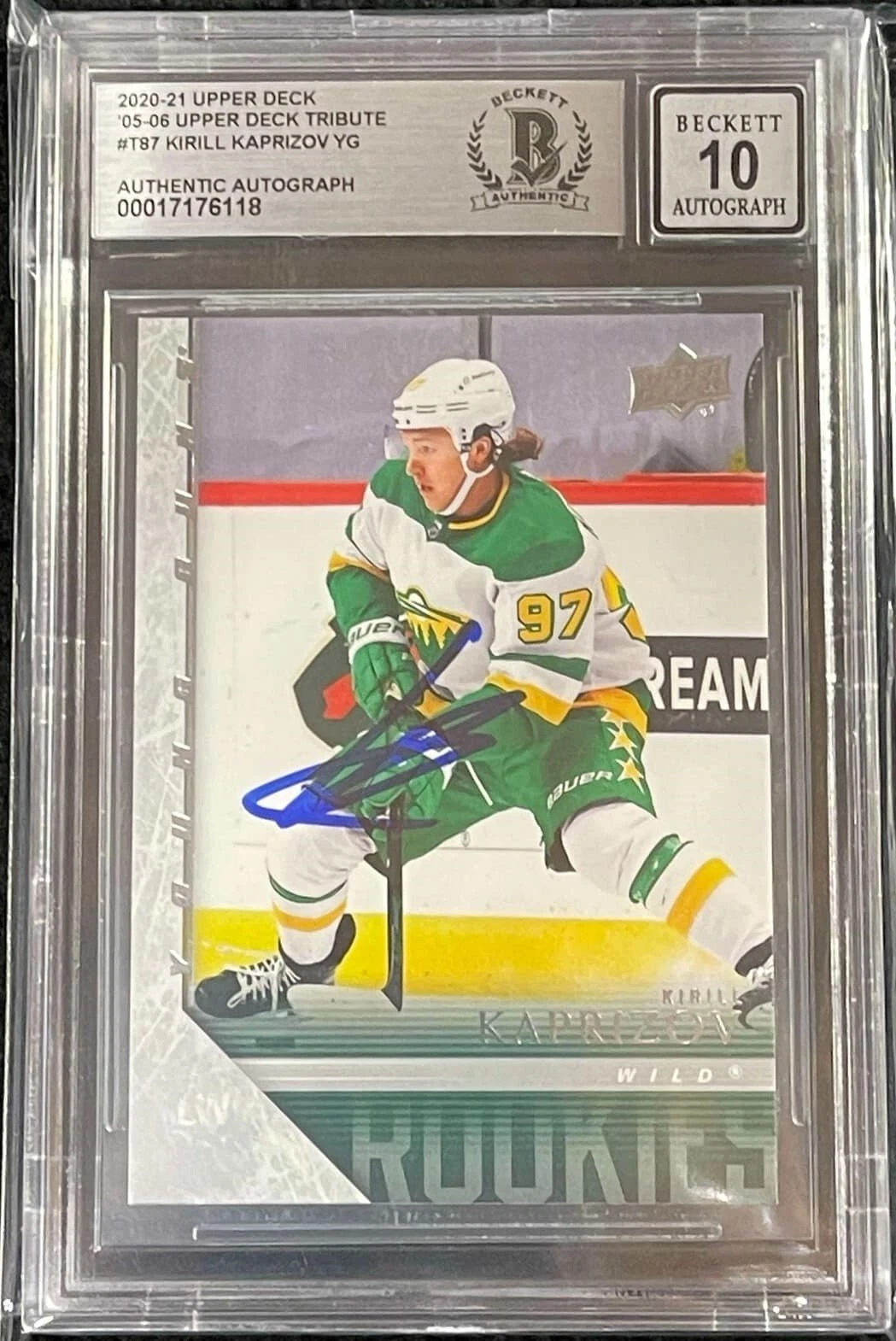 Kirill Kaprizov Signed 2020-21 Upper Deck Retro Young Guns Beckett Auto Grade 10