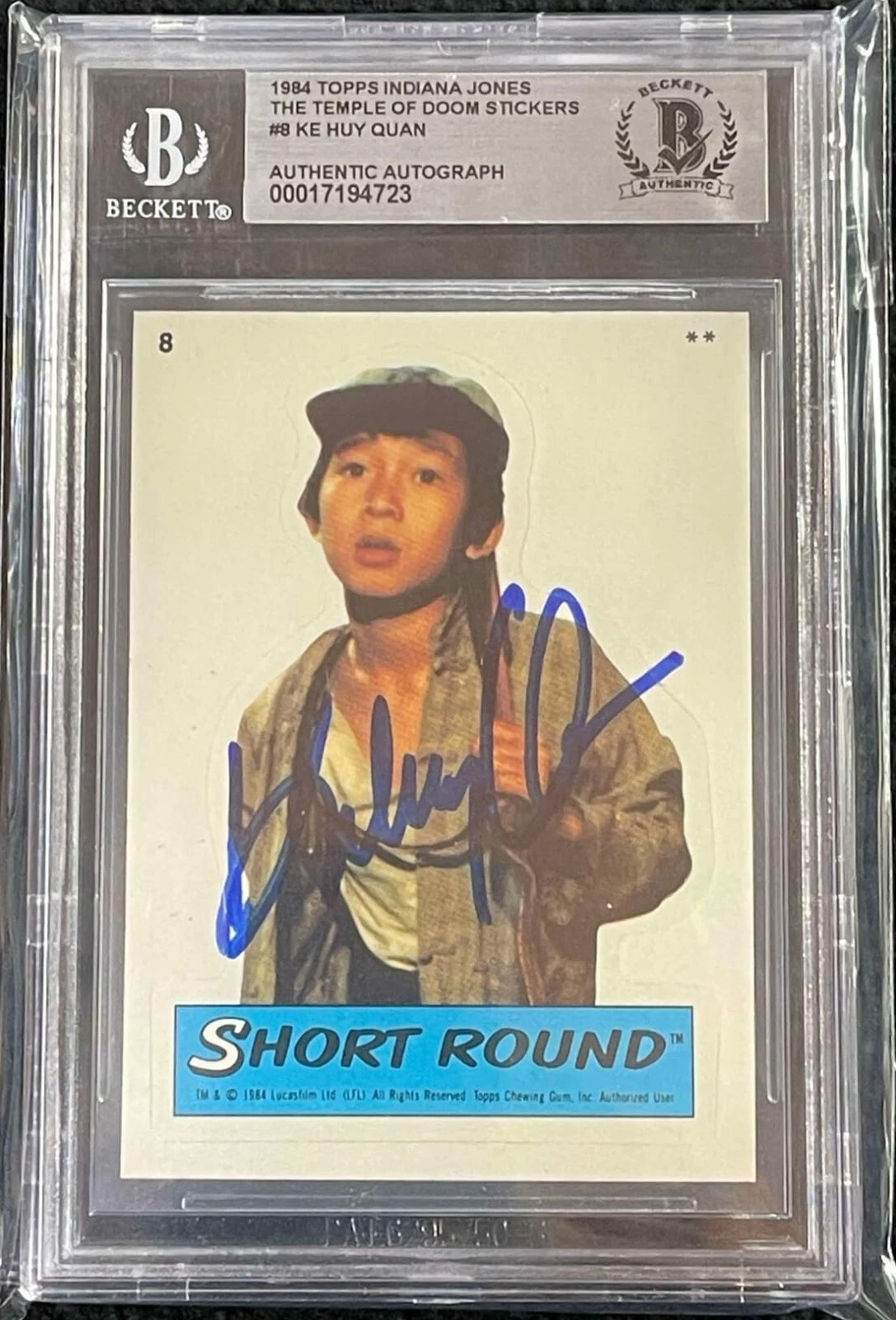 Ke Huy Quan Signed 1984 Topps Short Round Indiana Jones Card #8 Beckett Auto