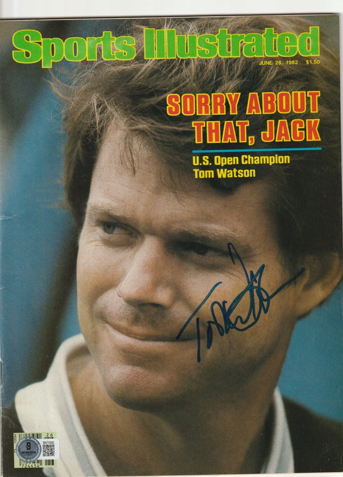 TOM WATSON Signed 6/28/82 SPORTS ILLUSTRATED Beckett (BAS)
