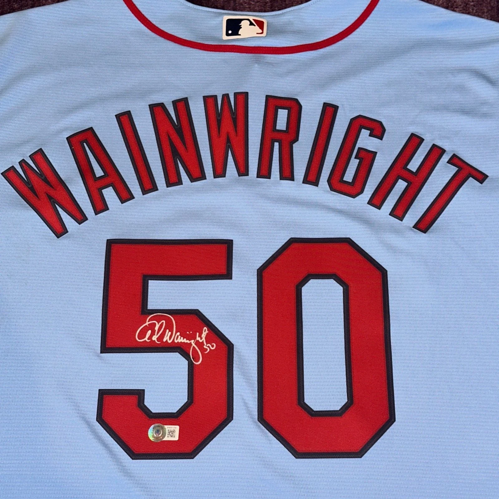 ADAM WAINWRIGHT Signed Blue St. Louis CARDINALS Nike JERSEY w/ Beckett Auth BAS