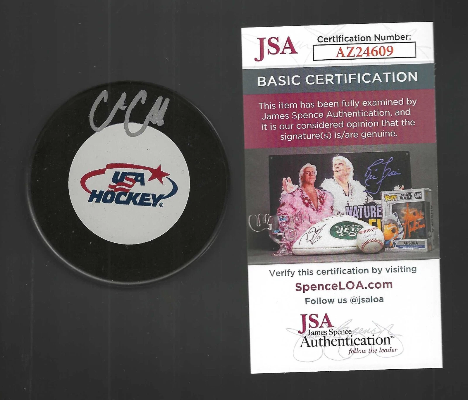 Cole Caufield Signed USA Hockey Puck JSA COA Montreal Canadiens