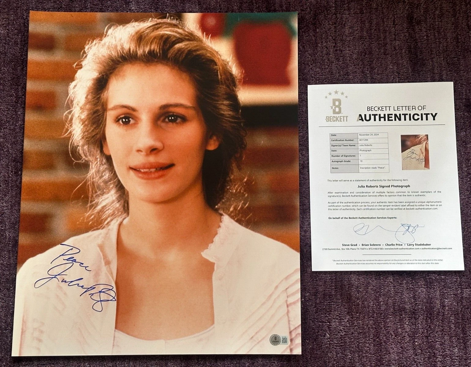 JULIA ROBERTS Signed STEEL MAGNOLIAS 16x20 PHOTO BAS LOA AUTO 10