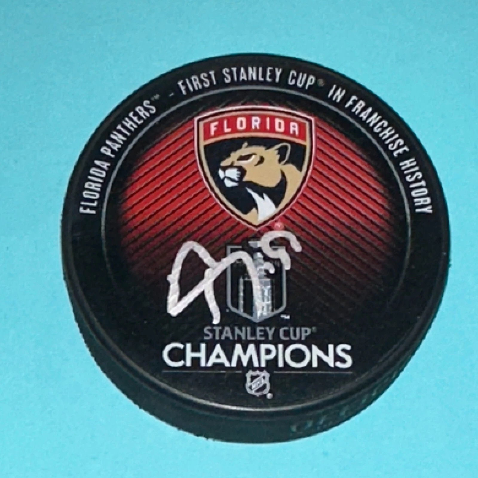 MATTHEW TKACHUK Signed PANTHERS 2024 STANLEY CUP CHAMPS Puck Beckett (BAS)