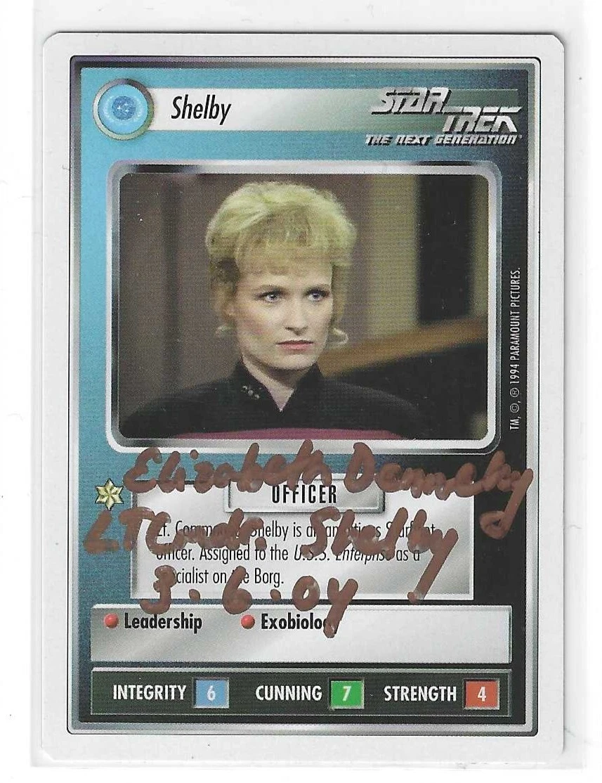 Elizabeth Dennehy Signed 1994 Star Trek TNG Game Card Lt. Commander Shelby