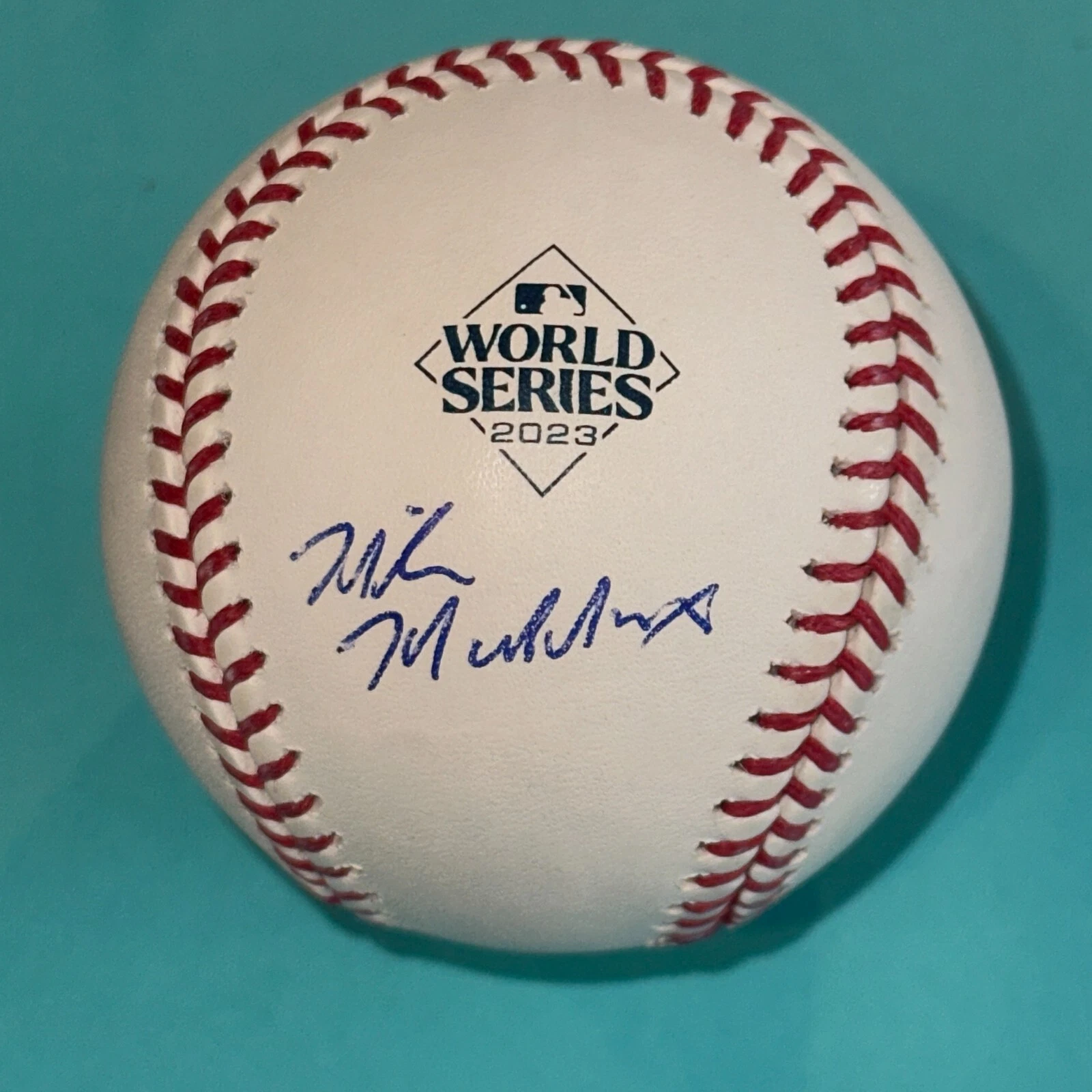 MIKE MADDUX (Rangers) Signed Official 2023 WORLD SERIES Baseball Beckett (BAS)