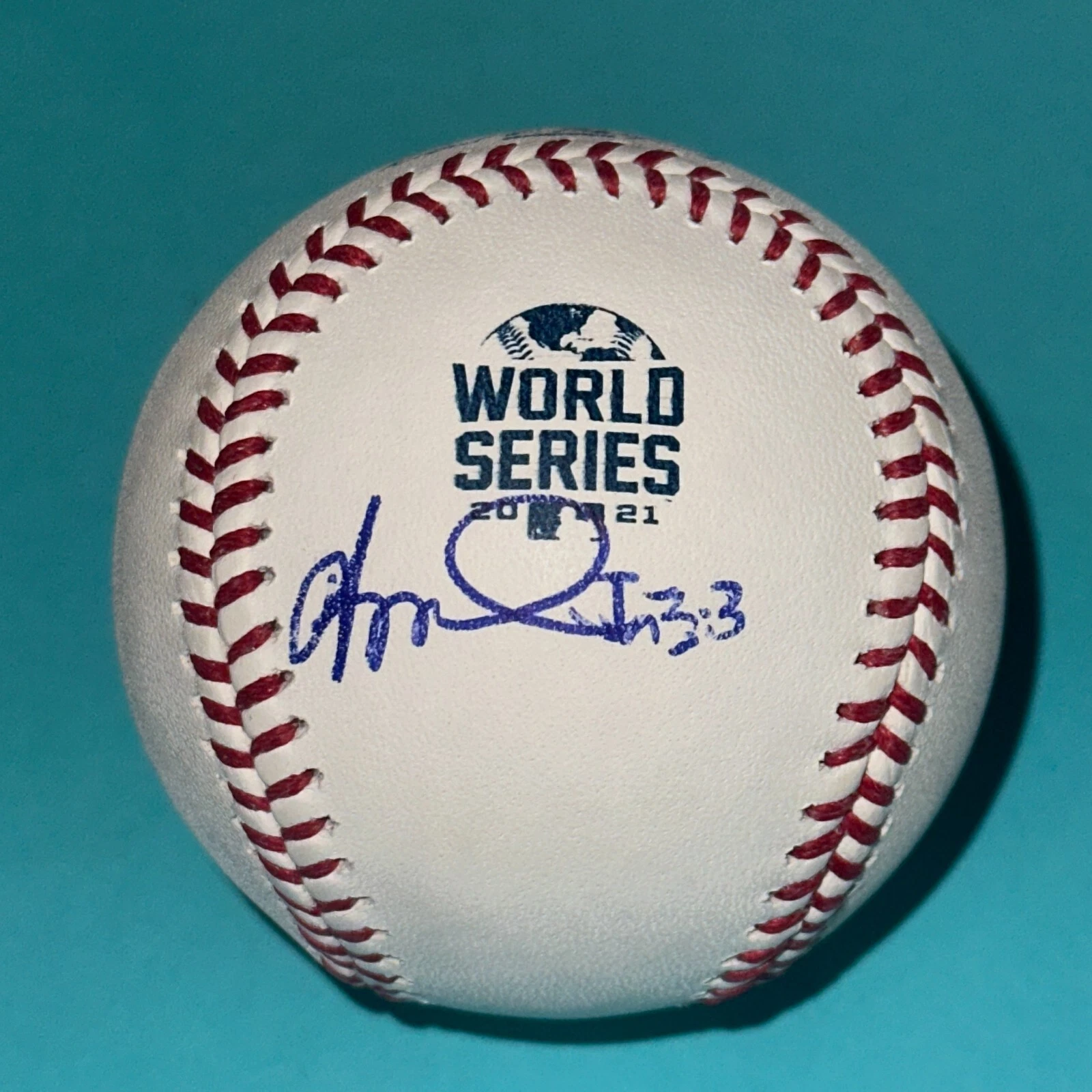 KEVIN SEITZER (Braves) Signed Official 2021 WORLD SERIES Baseball Beckett (BAS)