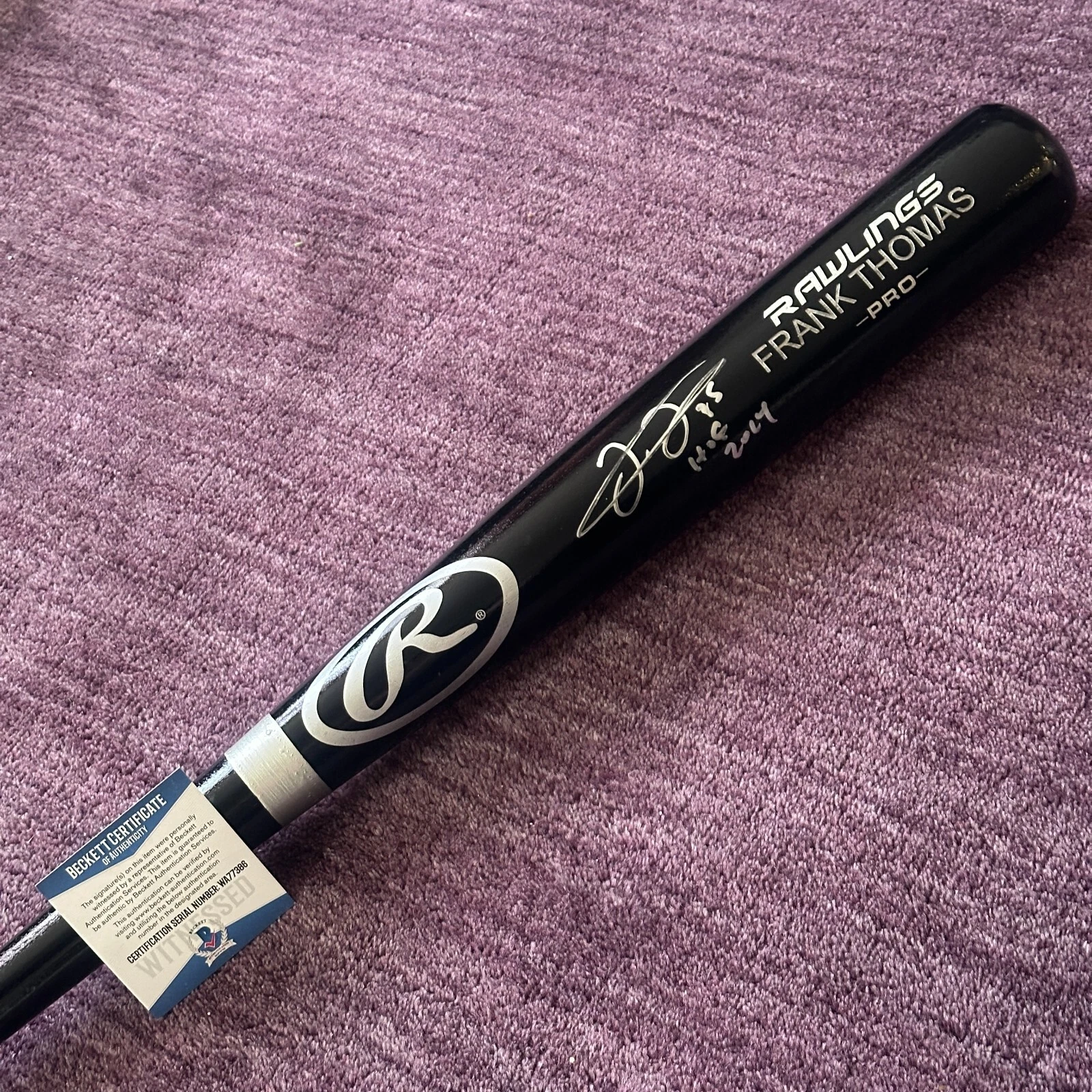 FRANK THOMAS (White Sox) Signed Engraved Bat w/ Beckett Witness COA & HOF Inscrp