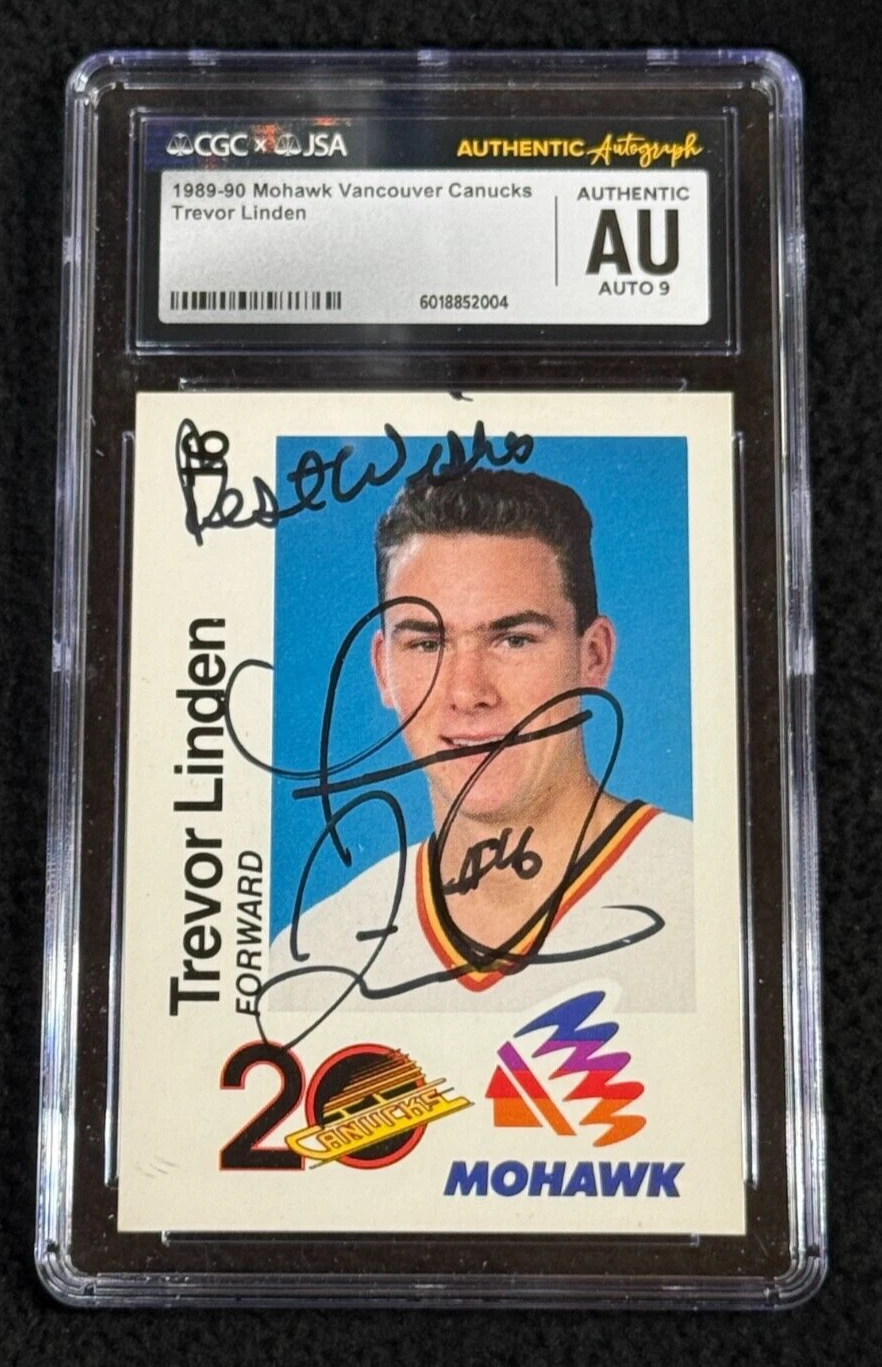 Trevor Linden Signed 1989/90 Mohawk Vancouver Canucks Rookie Card JSA CGC