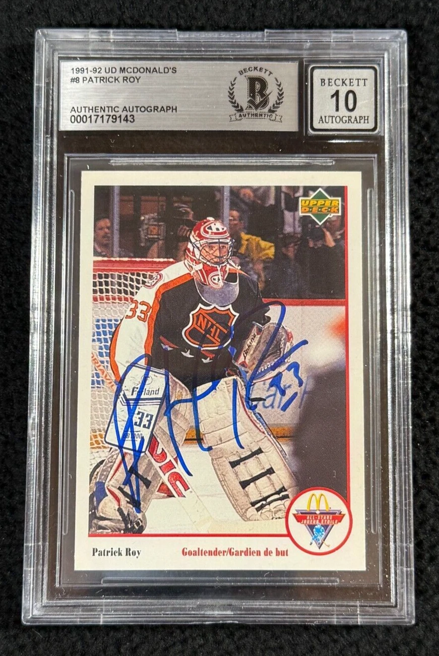 Patrick Roy Signed 1991/92 Upper Deck McDonalds Card #8 BAS Certified Auto 10