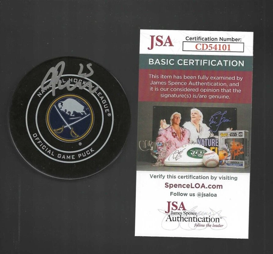Owen Power Signed Buffalo Sabres Official Game Puck JSA COA