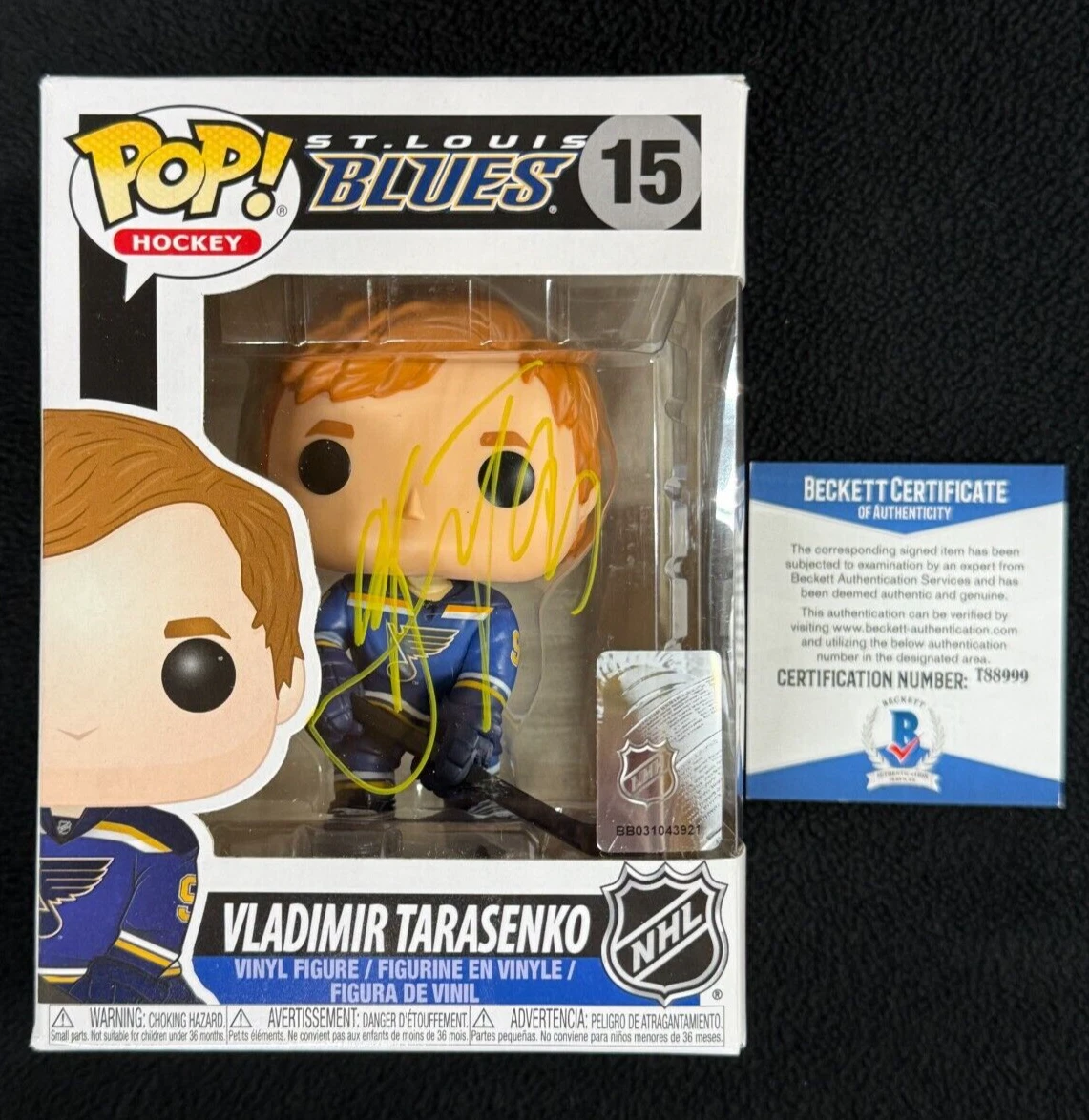 Vladimir Tarasenko Signed St Louis Blues Funko Pop Figure #15 Beckett COA