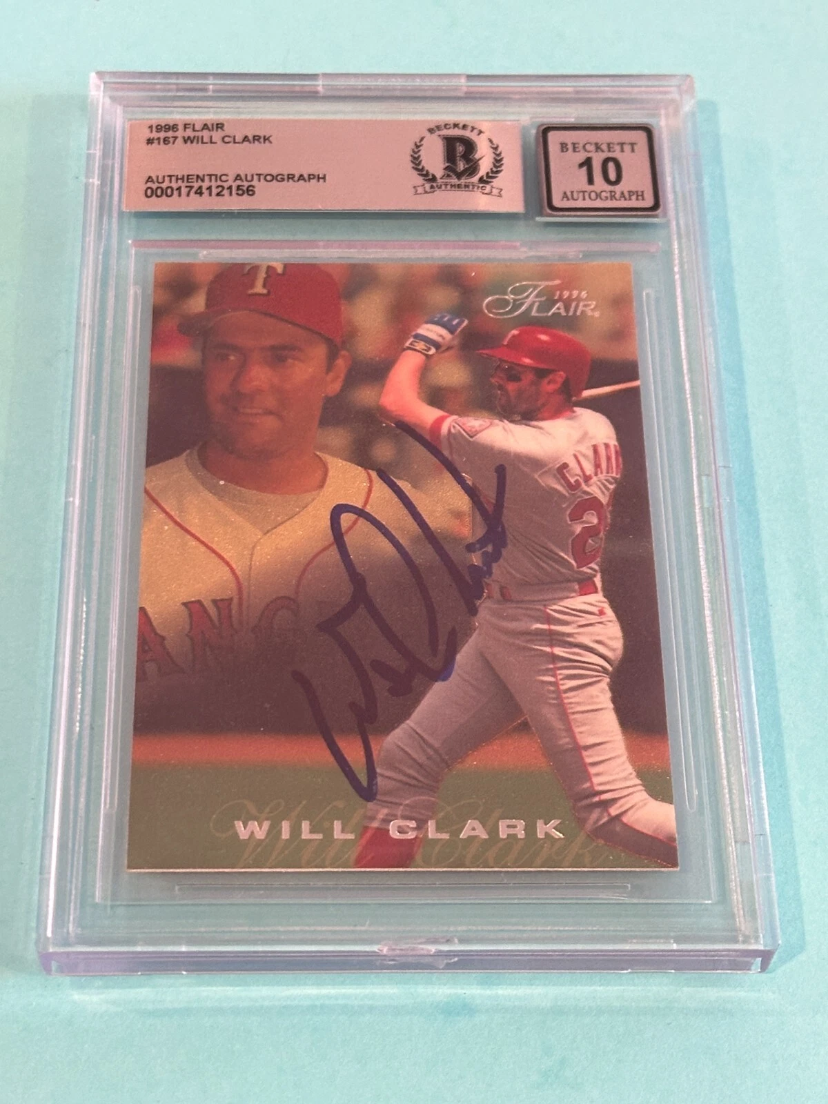 WILL CLARK SIGNED 1996 FLAIR CARD #167 BECKETT AUTH (BAS) AUTO 10 COLLECTIBLE MEMORABILIA