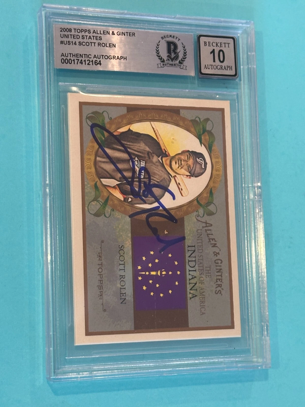 SCOTT ROLEN Signed 2008 TOPPS ALLEN & GINTER Card #US14 Beckett (BAS) AUTO 10