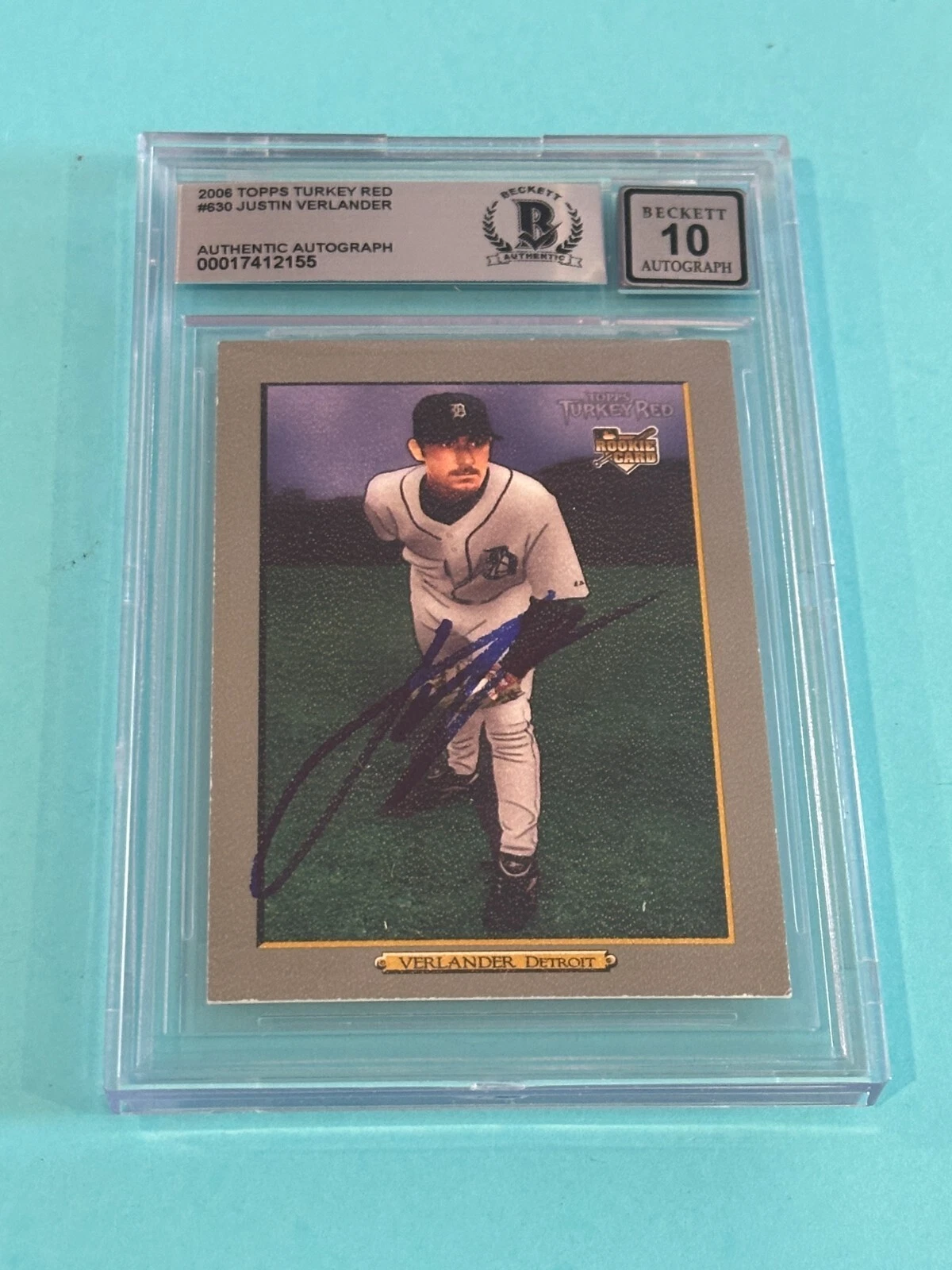 JUSTIN VERLANDER Signed 2006 TOPPS TURKEY RED Card #630 Beckett (BAS) AUTO 10 RC