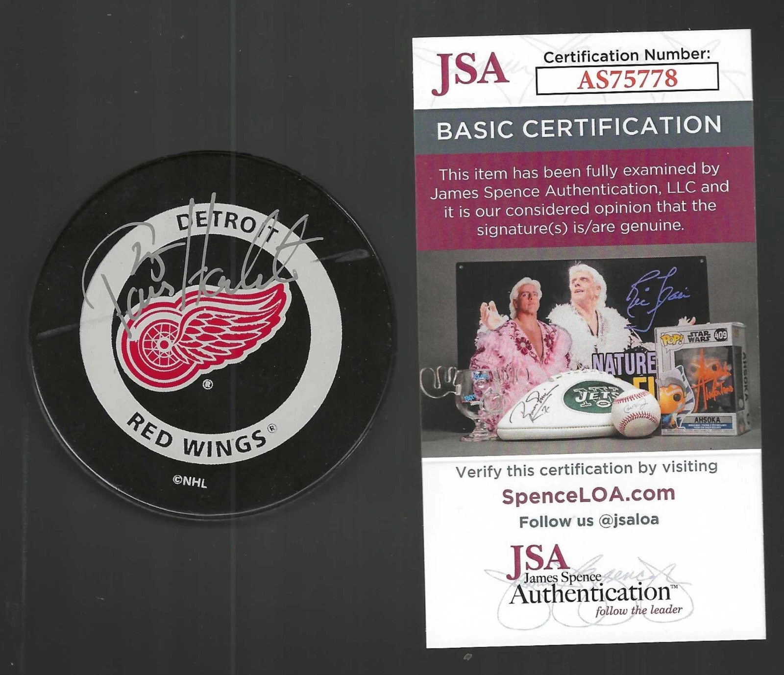 Tomas Holmstrom Signed Detroit Red Wings Offical Game Puck JSA COA