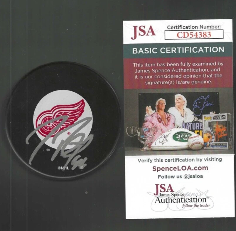 Jeff Petry Signed Detroit Red Wings Large Logo Puck JSA COA