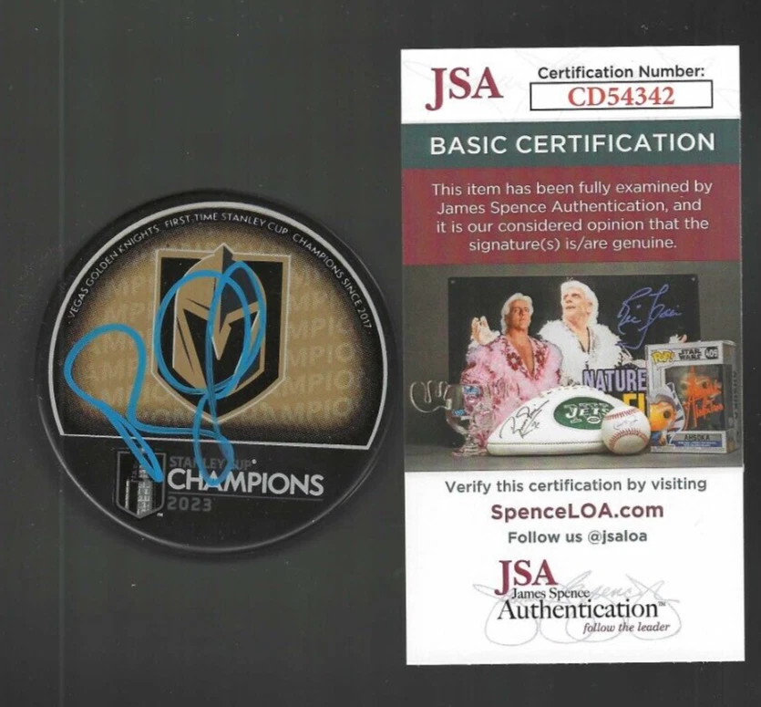 Bruce Cassidy Signed Vegas Golden Knights 2023 Stanley Cup Champs Puck JSA COA