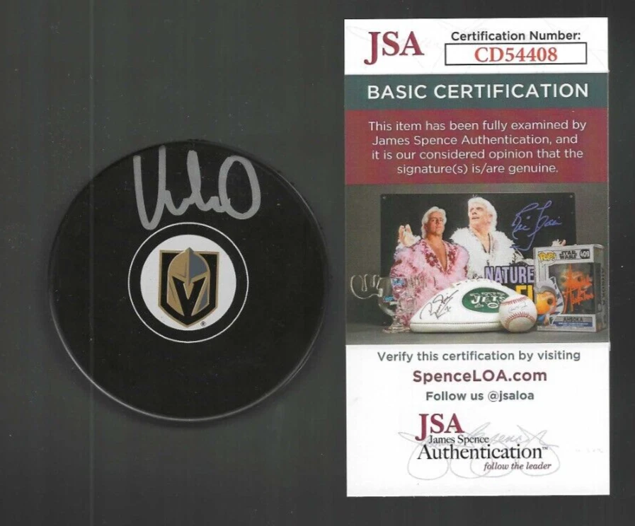 Victor Olofsson Signed Vegas Golden Knights Puck JSA COA