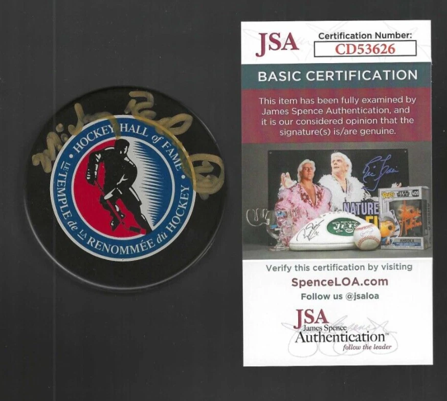 Mickey Redmond Signed Detroit Red Wings Hall Of Fame HOF Puck JSA COA