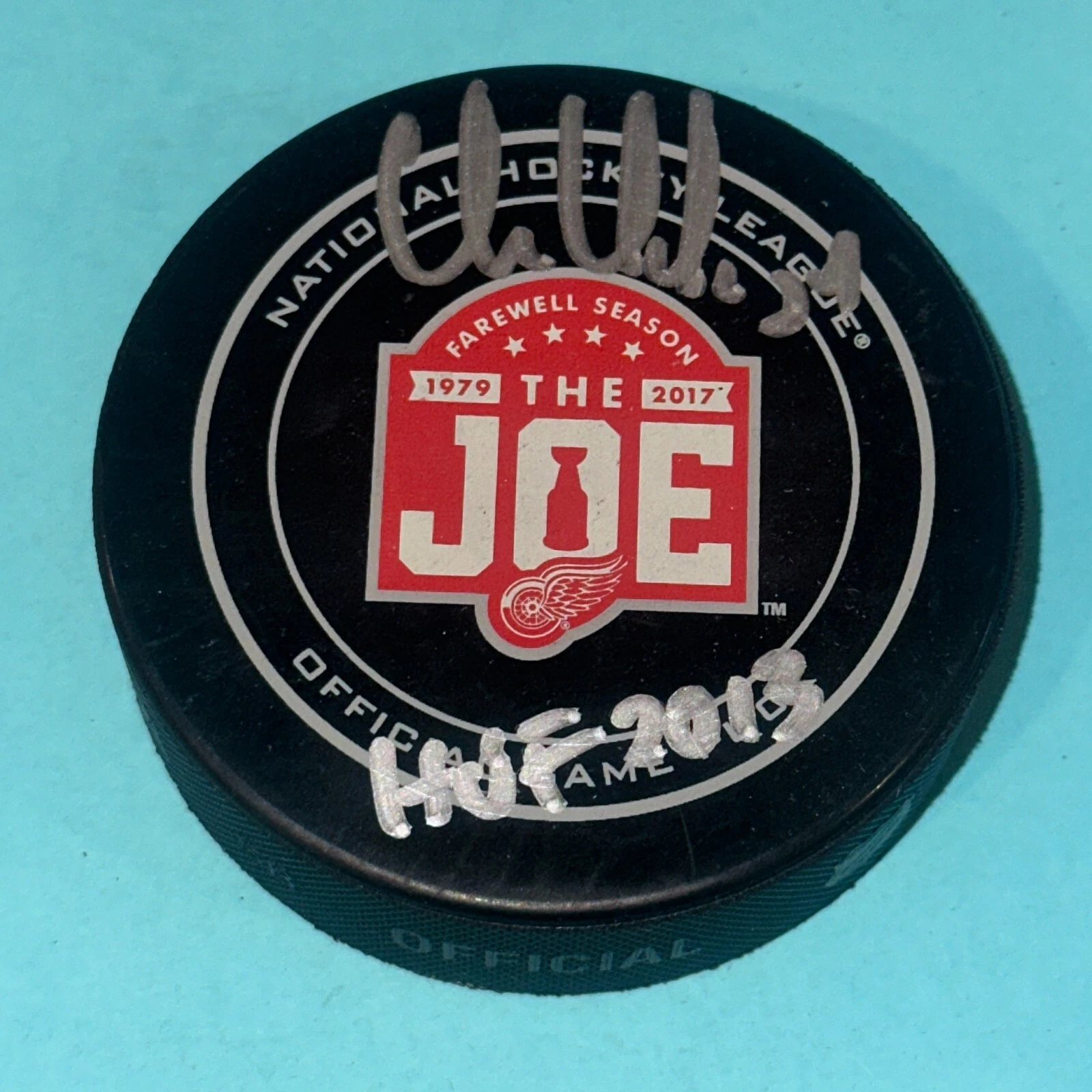 CHRIS CHELIOS Signed RED WINGS the JOE Official GAME Puck Beckett (BAS) w/ HOF