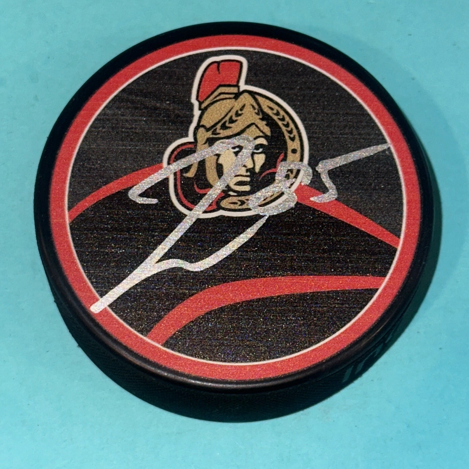JAKE SANDERSON Signed Ottawa SENATORS Reverse Retro Puck Beckett (BAS)