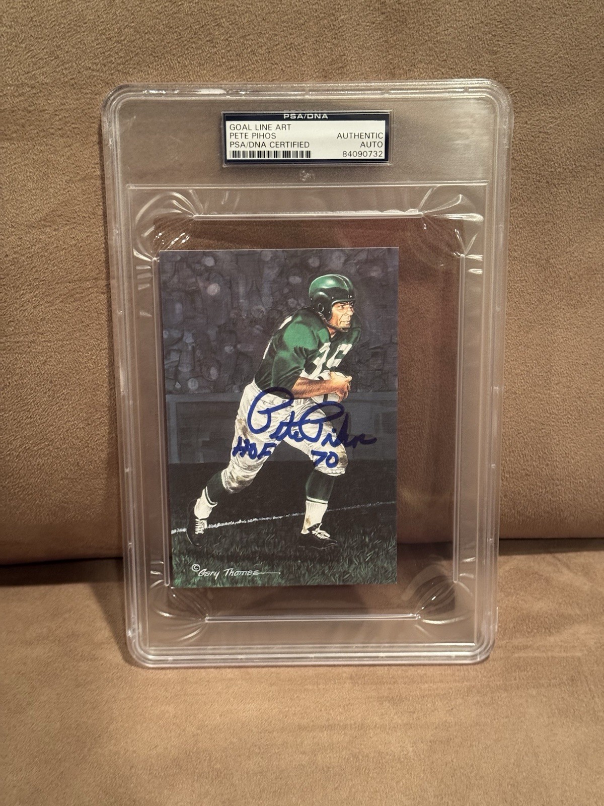 Philadelphia Eagles HOF Pete Pihos Signed GLAC Goal Line Art Card PSA Slabbed