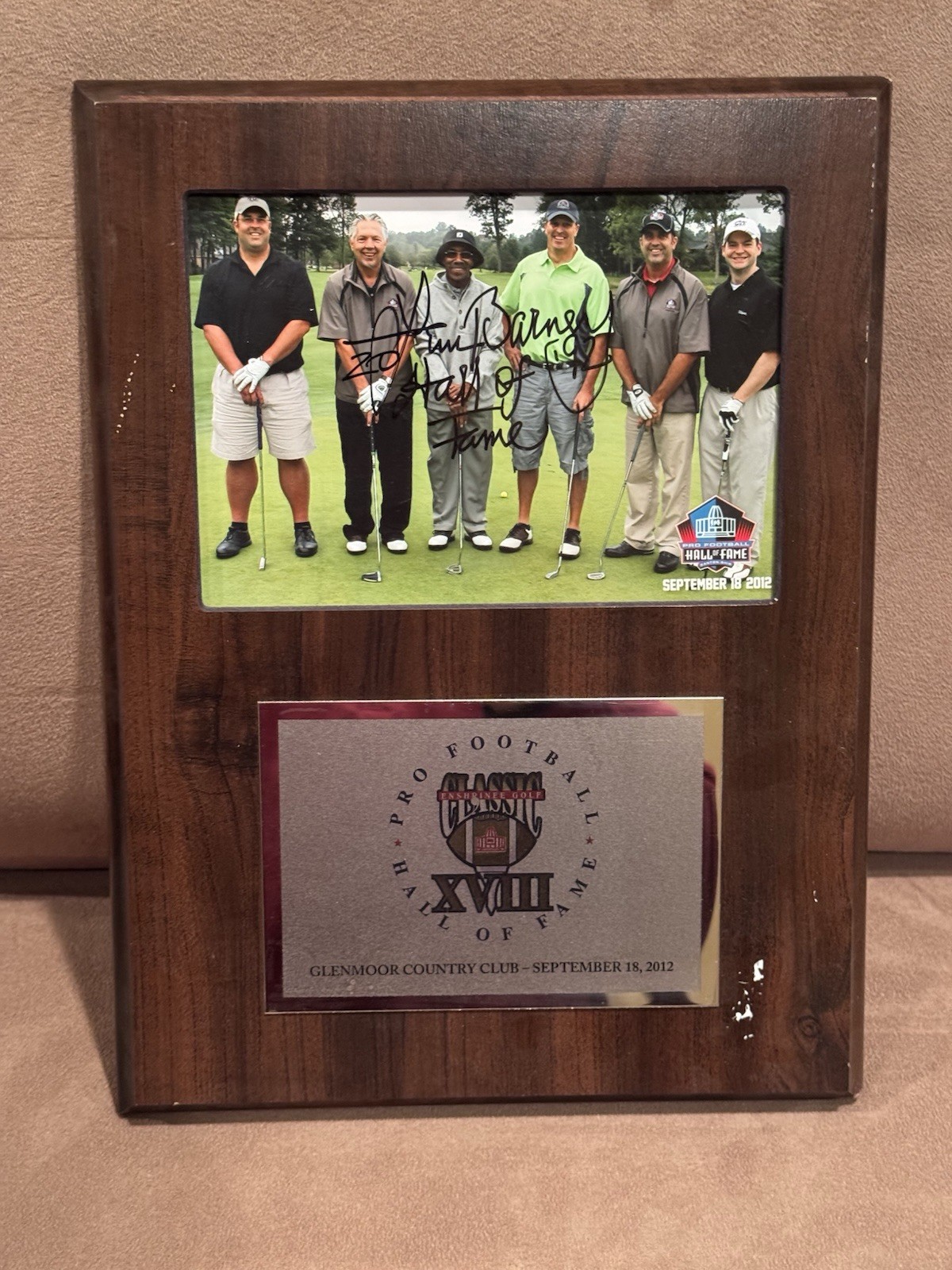 Personally Owned Lem Barney Football Hall of Fame Golf Plaque 2012 Detroit Lions