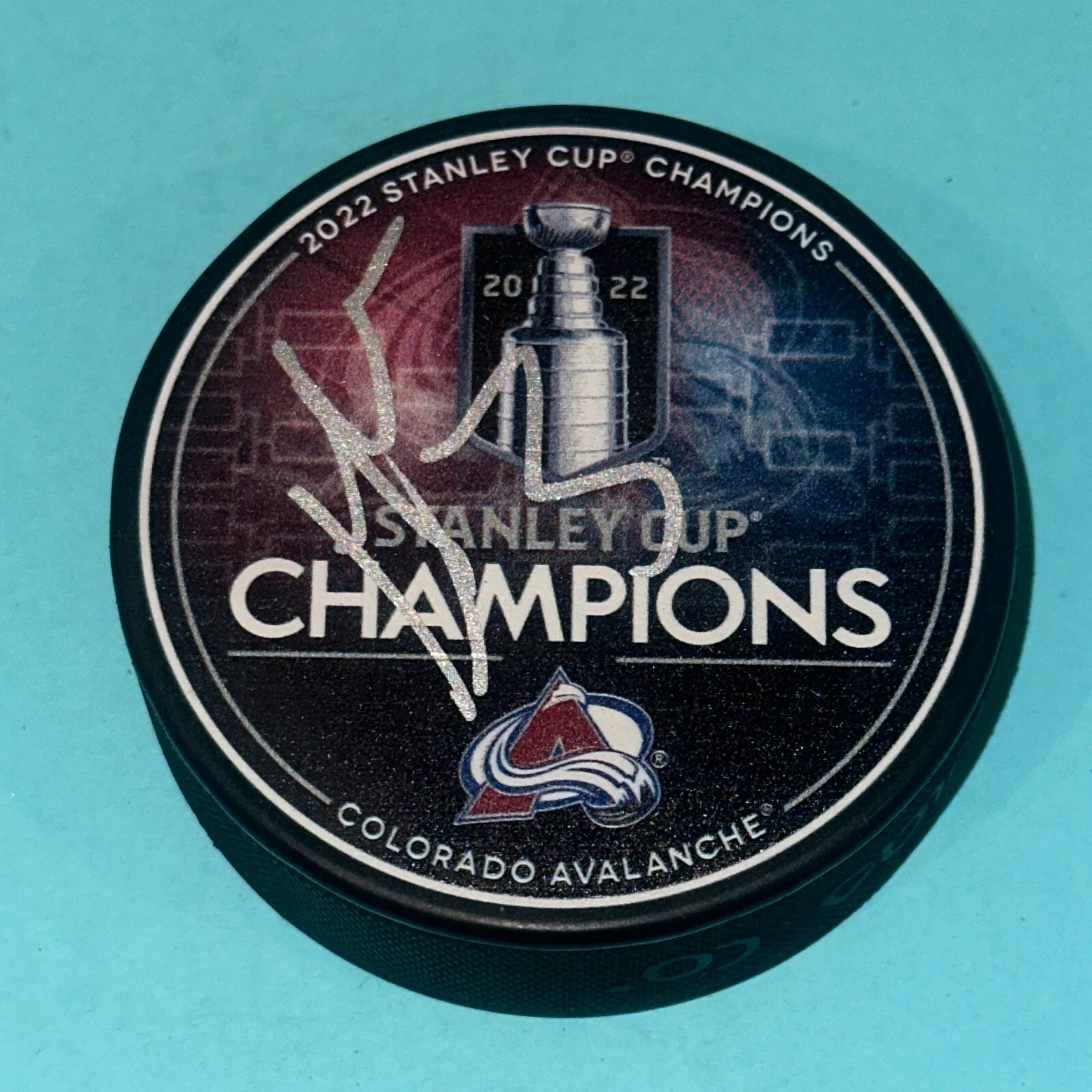 JACK JOHNSON (Avalanche) Signed 2022 STANLEY CUP CHAMPS Puck Beckett BAS