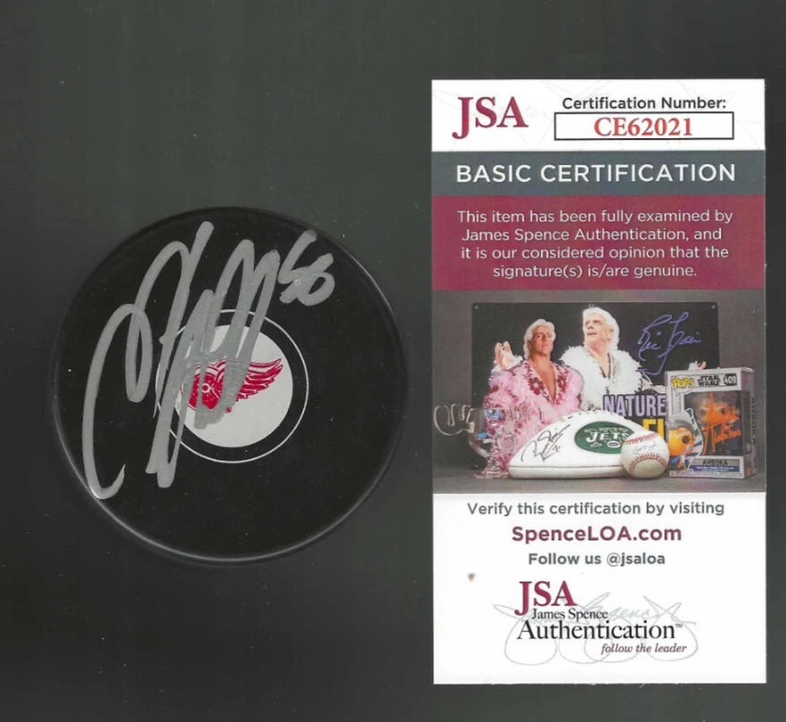 Erik Gustafsson Signed Detroit Red Wings Puck JSA COA
