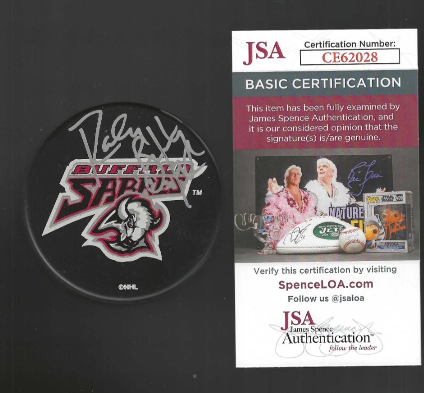 Randy Burridge Signed Buffalo Sabres Goat Head Ravens Athletic Puck Silver JSA