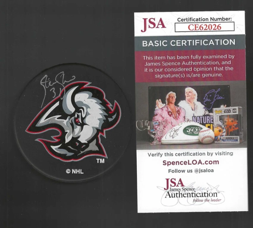 Steve Shields Signed Buffalo Sabres Goat Head Ravens Athletic Puck JSA COA