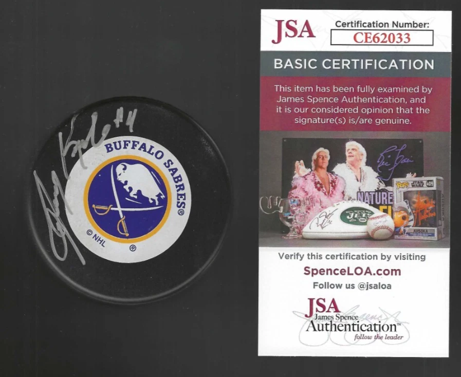 Jerry Korab Signed Buffalo Sabres Trench Puck JSA COA