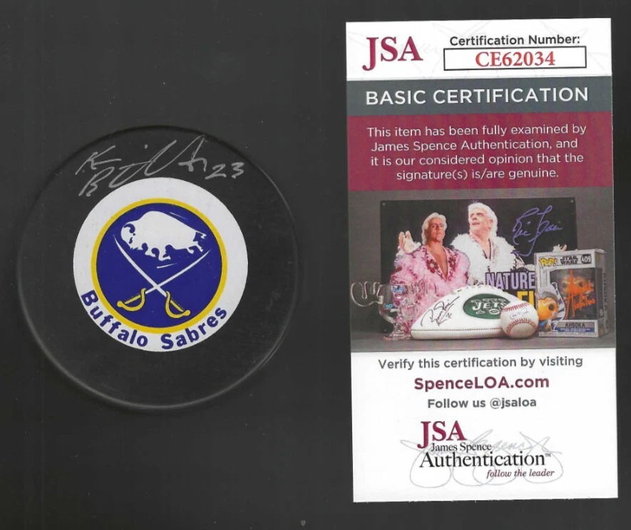 Ken Breitenbach Signed Buffalo Sabres Official Game Puck JSA COA