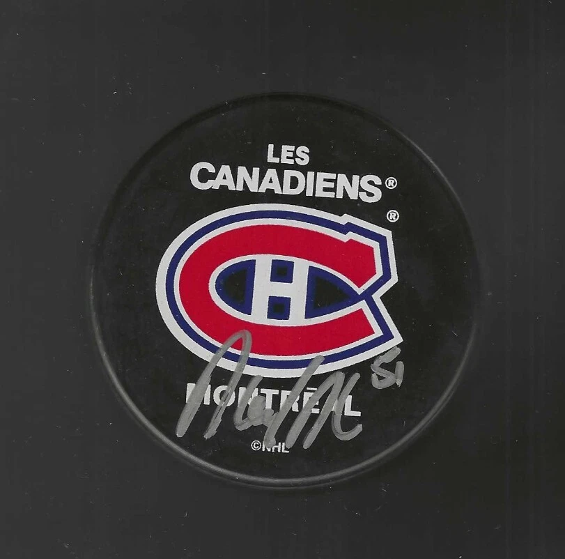 David Desharnais Signed Montreal Canadiens Souvenir Puck Signed In Silver