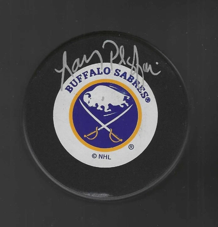 Larry Playfair Signed Buffalo Sabres Trench Puck