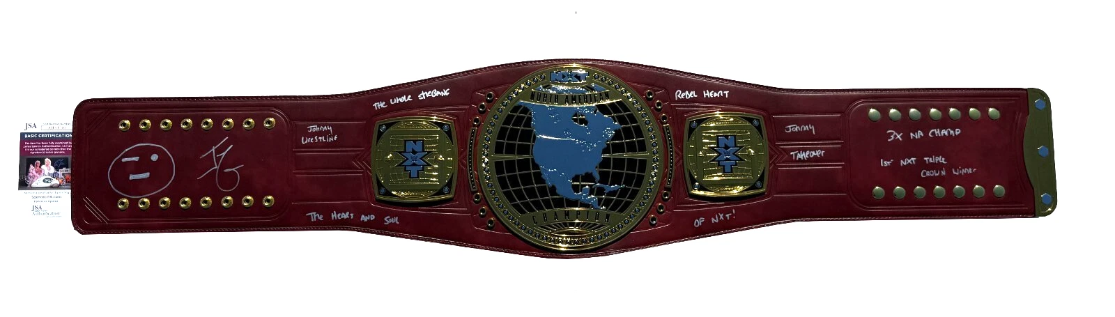 Johnny Gargano Signed & Inscribed WWE NXT North American Champion Belt JSA COA
