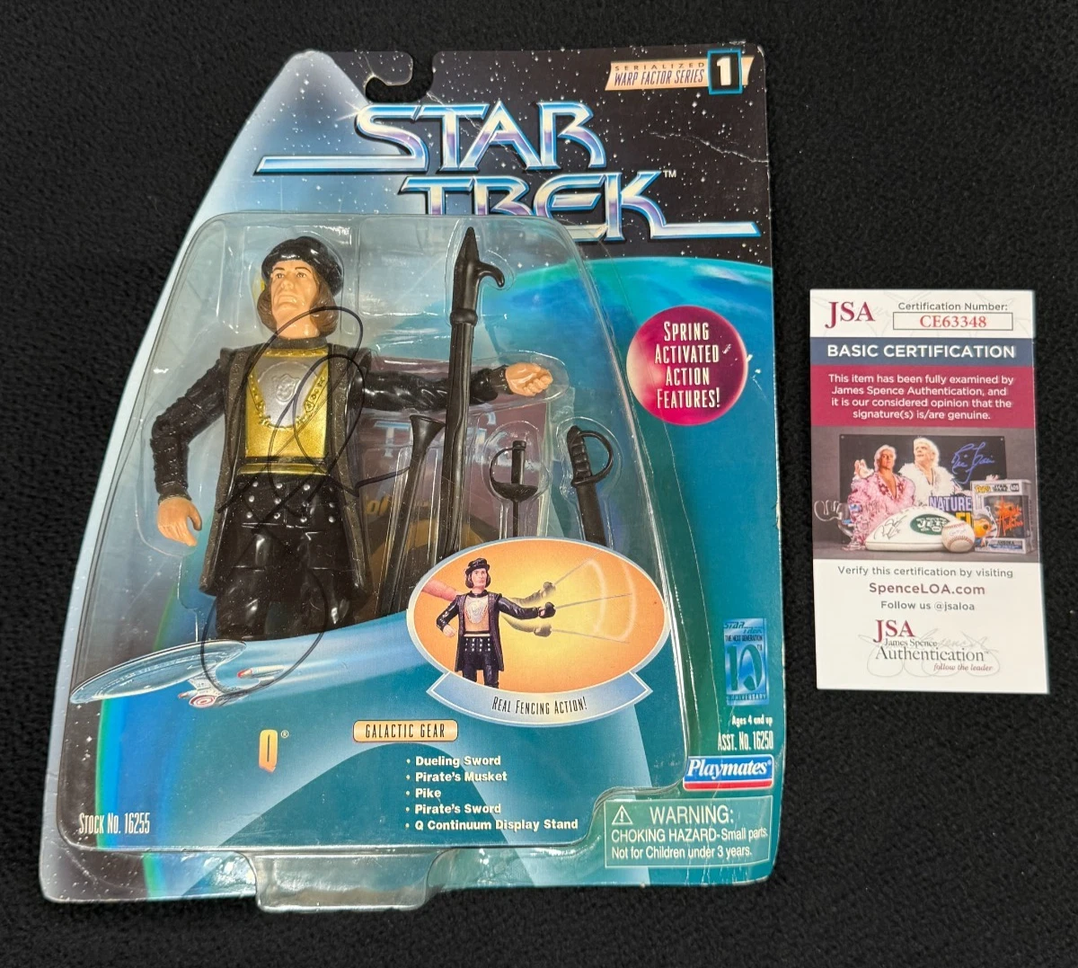 John de Lancie Signed Star Trek TNG Q Galactic Gear Figure JSA COA