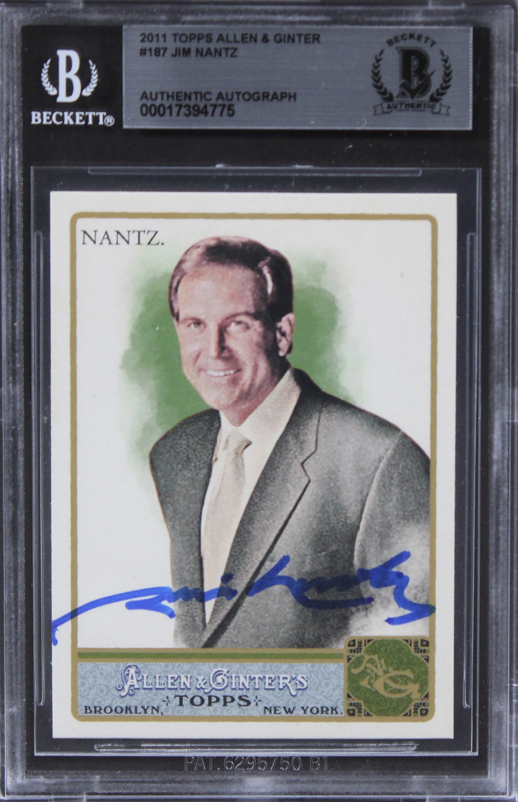 Jim Nantz Authentic Signed 2011 Topps Allen & Ginter #187 Card BAS Slabbed
