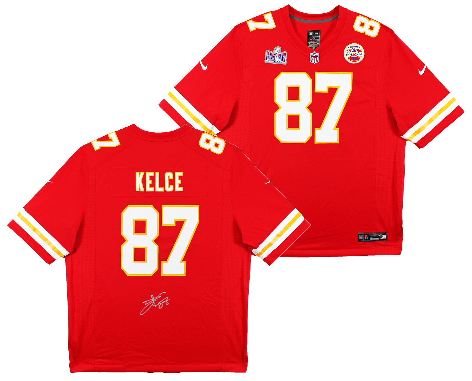 Chiefs Travis Kelce Signed Red Nike Game Jersey w/ SB XLIII Patch BAS Witnessed