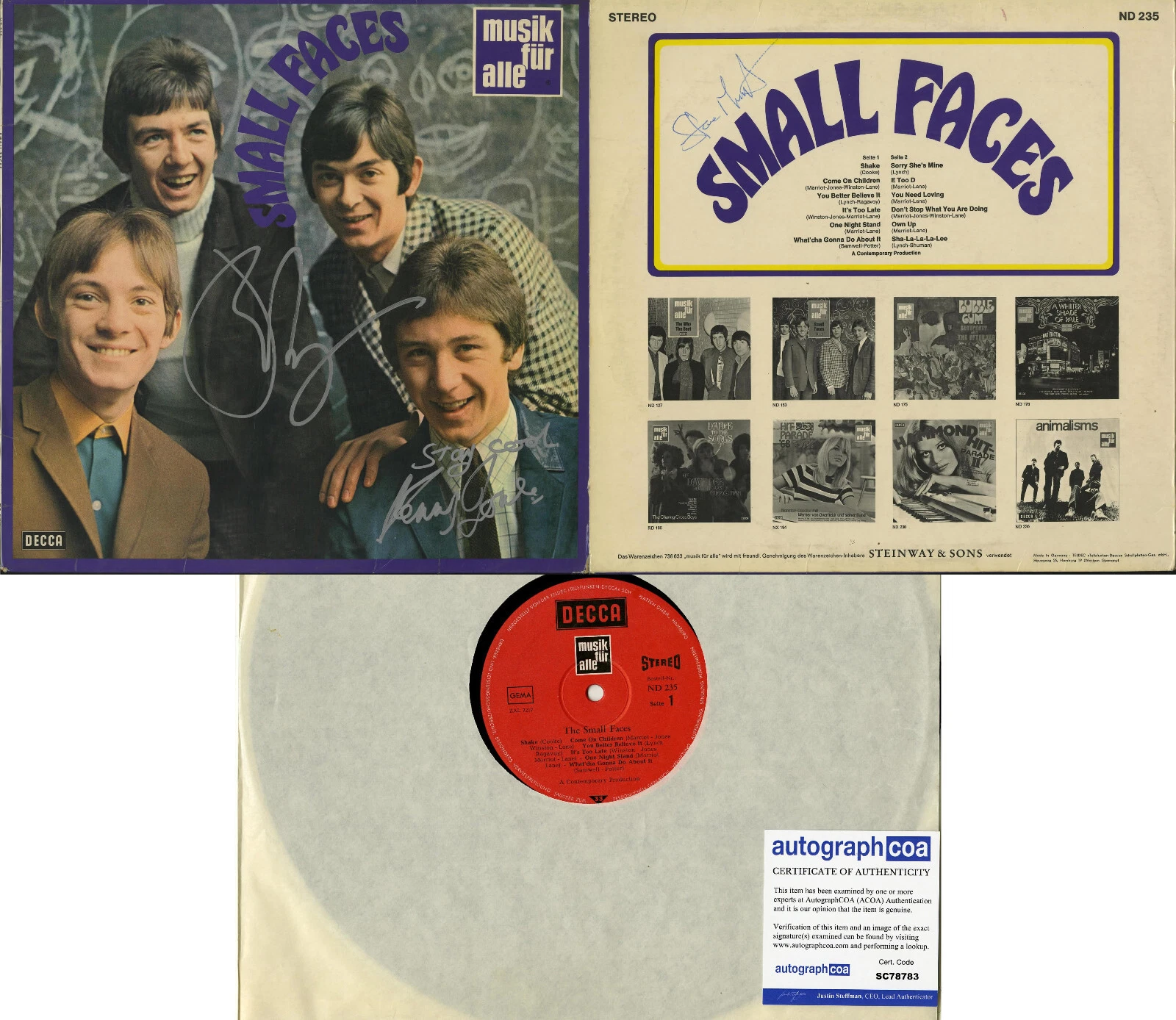 Steve Marriott +2 Small Faces Debut German Vinyl Record ACOA Decca RARE